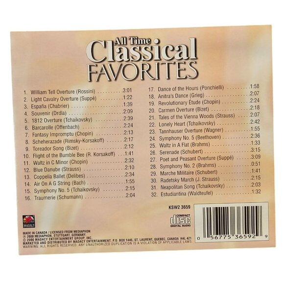 All Time Classical Favorites CD Music Timeless Orchestral Easy Listening 37602cd - Picture 2 of 2